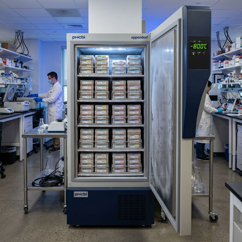 Ultra-low temperature freezers installed in a research laboratory